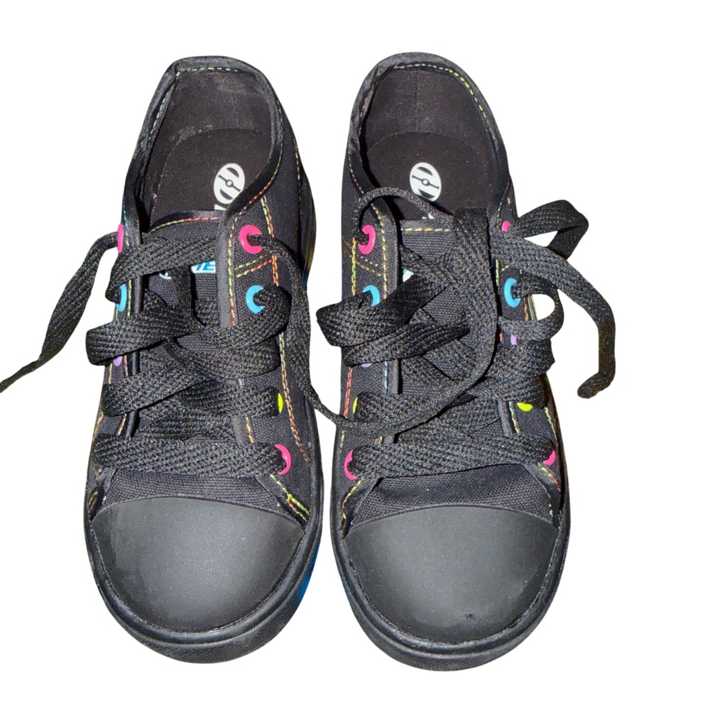 Heelys Classic X2 Size 12C Black Rainbow Skate Shoes Dual Wheel Kidcore Roller